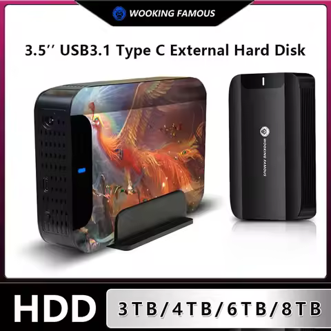 WUKING FAMOUS HD External Hard Disk HDD 3TB 4TB 6TB 8TB USB3.1 TypeC 3.5'' External Hard Drive For P