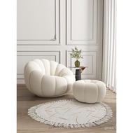 Sofa Lamb Fleece Fabric Style Cream Lazy Sofa Reclining Sofa Chair Small Apartment Single Can Sleep 