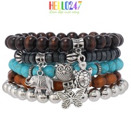 Combo of 5 Classic Retro Vintage Turtle Elephant Owl Bracelets HELLO247 men's and women's bracelets 