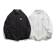 港男長袖白恤衫 韓版寬鬆襯衣 日系學院風外套 秋季學生潮流- 白色 M