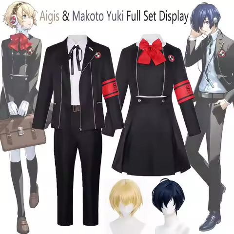 Persona 3 Reload Aigis & Makoto Yuki Cosplay Costume Gekkoukan High SEES Uniform Full Set With Wig H