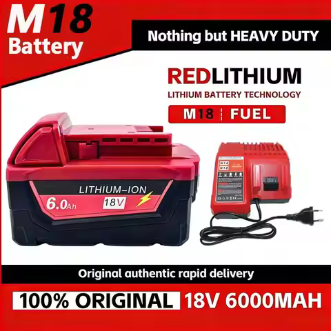 100% original For Milwaukee M18 Power Tool Battery, Charger 18V, 6000mAh M18B5, 48-11-1860,18650 Bat