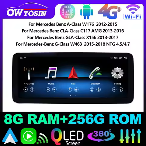 12.3" Android 13 4G WiFi 8G+256G Car GPS Radio For Mercedes Benz A CLA GLA G Class W176 C117 X156 W4