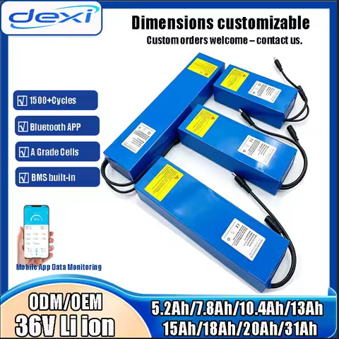 Rechargeable 36V 20Ah 30Ah lithium battery 36V 6Ah 10Ah 15Ah Li-ion Battery Pack with BMS for 350W 5