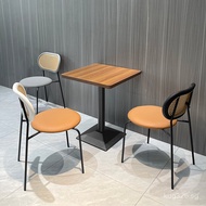 Dining Table Walnut Milk Tea Shop New Style Table Leather Chair Cafe Table Dessert Shop Internet Cel