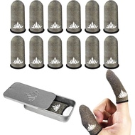 12 Pack Dedales Gamer Profesionales Anti Slip Silver Fiber Gaming Finger Sleeve Covers Sweat Proof M
