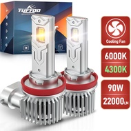 TUFFOO 1Pair H11 LED Headlight Bulb H8 H9 6000K White 4300K Warm Yellow White T4S