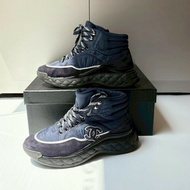 Chanel 深藍布+麂皮低筒休閒鞋