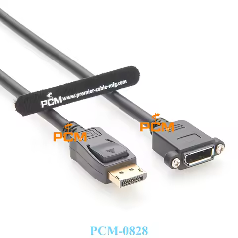 2pcs 0.3m 1.4Version 4K@60Hz DP DisplayPort Extension Panel Mount Cable, DisplayPort to DisplayPort,