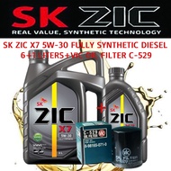 SK ZIC 5W-30 FULLY SYNTHETIC DIESEL 7 LITERS+VIC OIL FILTER C-529