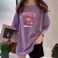 [AMYGO] 2024 Loose Tshirt Plus Size M-5XL Women Lengan Pendek Tops Clothes Baju T shirt Perempuan Kurung Moden