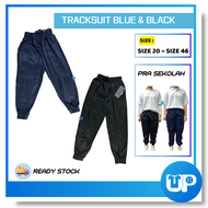 Tracksuit black and blue colour tricot full length Seluar trek bottom kosong sekolah Seluar Sukan Seluar Sekolah PRA 5902 | Uniform Pelangi