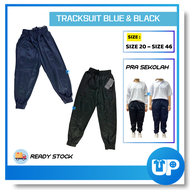 Tracksuit black and blue colour tricot full length Seluar trek bottom kosong sekolah Seluar Sukan Se