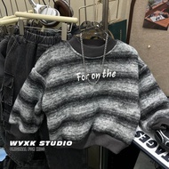 Striped Alpaca Warm Winter Clothes Handsome Boy Sweatshirt