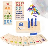 Wooden Montessori Number Blocks for Toddlers, Counting Peg Board for Kids Age 3 4 5,Preschool Learni