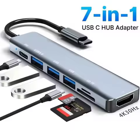 5 Ports USB C Hub to 4K HD Compatible PD Fast Charge USB 3.0 2.0 HUB Type C Charging Docking for Mac