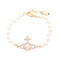 【二手】 Vivienne Westwood OLYMPIA PEARL 6103007R/02R667 鍍金女士手鍊 全新