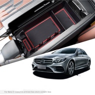 for Mercedes Benz E-Class W213 E200 E220 E300 2016~2020 Armrest Storage Box Center Console Flocking 