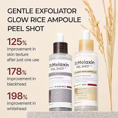 Peel Shot Glow White Rice Peeling Ampoule Soft Exfoliating Face and Body Scrub Dead Skin Cells Remov