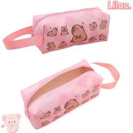 LILAC Pencil Cases, PU Cute Cartoon Capybara Pencil Bag,  Large Capacity Stationery Bag