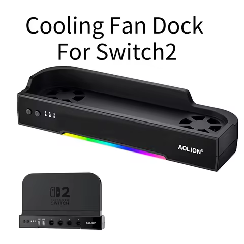 Aolion Cooling Fan for Switch 2 Dock Portable HUB Expansion Base with NGC Wall Mount for Switch 2 Ac