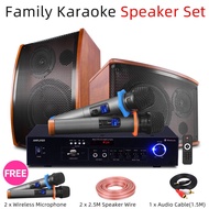 Home Karaoke System Full Set Family KTV Speaker TV Amplifier With 2 Wireless Microphone,Support PC DVD Bluetooth/Optical/Coaxial Suitable For Living Room/Shop/Bar etc.