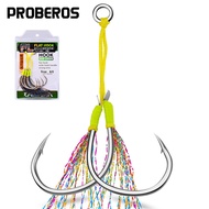PROBEROS 2Pairs/pack Jigging Fishing Assist Hooks 1/0-2/0-3/0-4/0-5/0-6/0 Double Fishing Hook Barbed