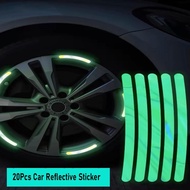 20 /40Pcs Car Wheel Reflective Sticker Super Bright Colorful Reflective Strip Night Driving Size 10*0.85 com