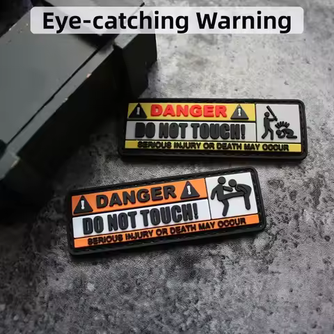 3D PVC Klett Patches DO NOT TOUCH MY BAG WARNING Tactical Morale Badges on Backpack Sticker Military