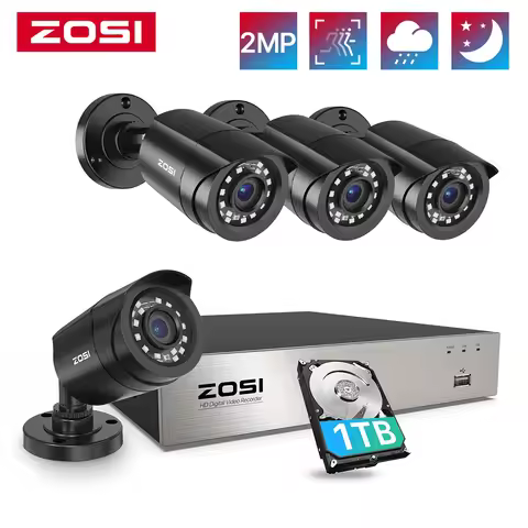 ZOSI 3K Lite Security Camera System AI Human Vehicle Detection 8CH HD TVI Video DVR Recorder 2MP 108
