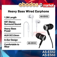 Abodos AS-ES52 Wired Earphone Heavy Bass In-Ear Design Abodos AS-ES53 Headphone 1.2M Length Abodos E