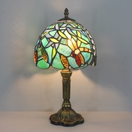 Vintage Table Lights Flower Dragonfly Grape Design Tiffany Glass Table Lamps Home Luxury Room Decor