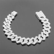 Hip Hop Shiny 15MM Cuban Link Chain Necklace Women Men Multi-Color Rhinestone Iced Out Cuban Chain P