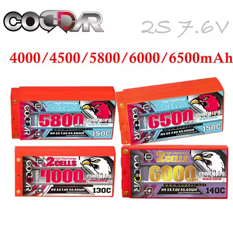 CODDAR Lipo 2S Shorty Battery HV 7.6V 4000Mah 4500Mah 5800Mah 6000Mah 6500Mah 130C 140C 150C For Tou