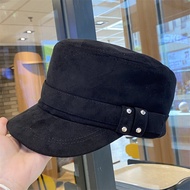 Retro Suede Flat Top Hat Womens Autumn Winter Fashion Casual Small Duckbill Cap Equestrian Hat Artis