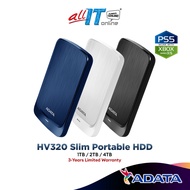 ADATA HV320 USB 3.2 Gen1 SLIM (10.7mm) Portable Hard Drive HDD compatible with PS5 (1TB / 2TB / 4TB)