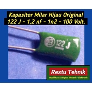 HIJAU 122J - 1.2nf - 1n2 - 100volt original green milar capacitor