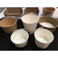 Paper Bowl 780cc 850cc 1000cc Mangkuk Kertas Paper Bowl with lid （50pcs）Brown/White -780/850/1000ml 