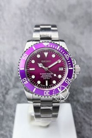【定制】Seiko Mod Automatic Watch 40mm 潛水款 紫色鋁圈紫色面 精工改裝自動機械錶