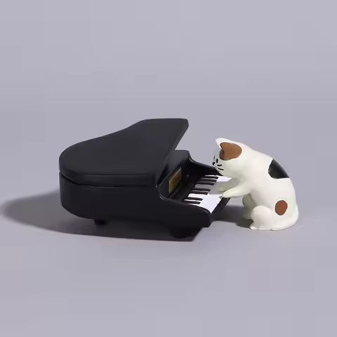 Japanese Grocery Zakka Pianist Play The Piano Set Ins Decorative Gifts Cat Miniature Cat Resin Craft