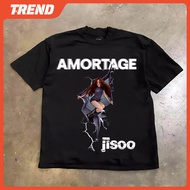 KPOP BLACKPINK JISOO ALBUM AMORTAGE Merch Cotton T-shirt Men's and Women's Vintage Korean Fashion Lo