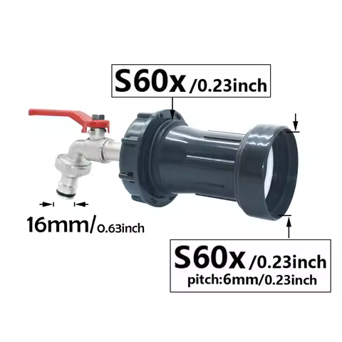 1000 Liter IBC Tank Tap Adapter S60 To 16mm Nipple Outlet Tap Extension Garden Ton Barrel Connect Fa