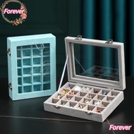 FOREVER Velvet Ring Box Tray, Portable Multi-function Jewellery Organiser Storage, 12 /24 Grid Deskt