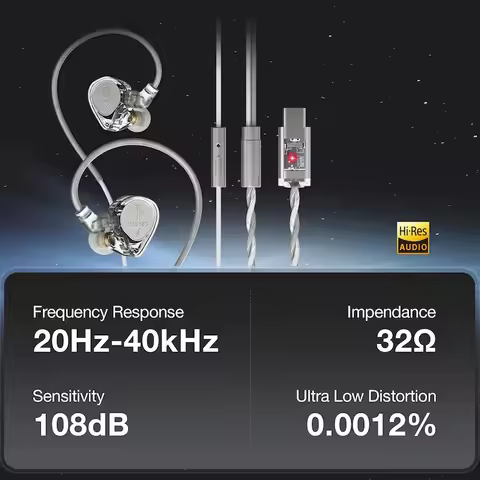 HIDIZS ST2 PRO Nebula USB-C DSP 1DD USB-C HiFi Digital In-ear Earphone Hi-Res Audio Earbuds