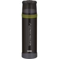 THERMOS Mountain Beverage Bottle 0.9 L, Black, Stainless Steel Thermos Flask with Drinking Cup, 24 H