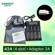 charger battery fast charging harvest lighting alat cas baterai 18650 - 4 slot+adaptor