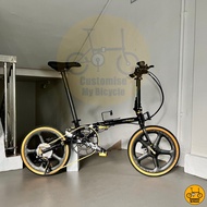 Fnhon Gust 18” • Shimano 11 Gears 105 Litepro Schwalbe Foldable Foldie Folding Black Gold Bike Bicycle Dahon 349 Crius