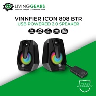 Vinnfier Icon 808 BTR Bluetooth USB Speaker with 7 Modes LED Lights FM Radio USB SD Card Aux Extra B