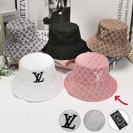 topi bucket hats fashion wanita elegan bahan premium original import - lv14a#pink