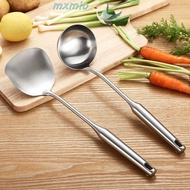 MXMIO Wok Shovel Chef Silver Kitchen Utensil Kitchenware 304 Stainless Steel Wall Hang Ladle Spoon